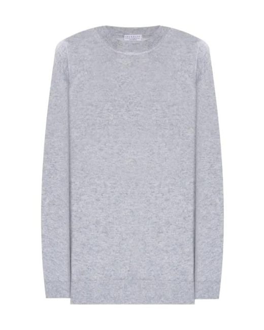 Brunello Cucinelli Gray Crew-Neck Sweater