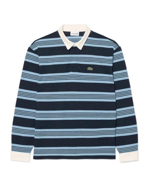 Lacoste Blue Relaxed Fit Striped Polo Shirt for men