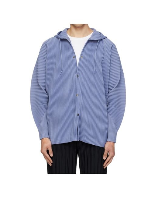 Homme Plissé Issey Miyake Blue Homme Plissé Issey Miyake Monthly Colors February Hooded Jacket for men