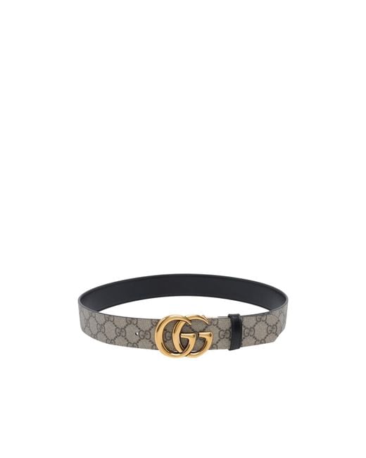 Gucci White Gg Reversible Monogram Belt