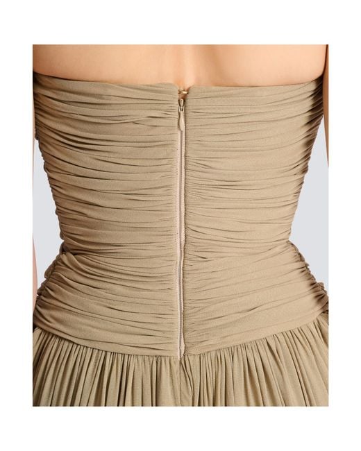 Balmain Natural Draped Strapless Jumpsuit