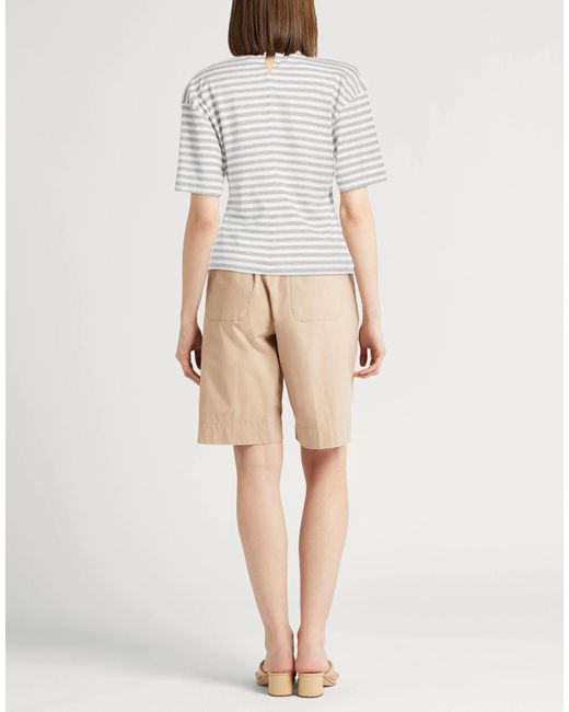 Brunello Cucinelli White Striped Printed Short-Sleeve T-Shirt