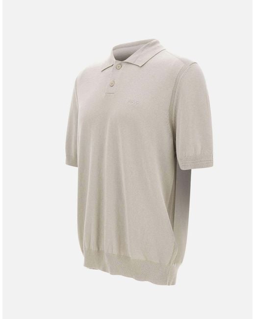 Boss White Asac Regular Fit Knit Polo Shirt for men