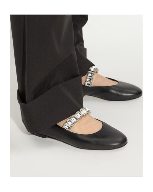 Casadei Black Embellished Ballet Flat Shoes