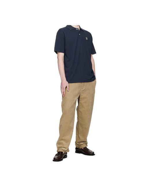 Maison Kitsuné Blue Embroidered Logo Polo Shirt for men