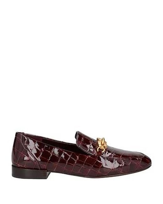 Tory Burch Brown Crocodile Embossed Loafers