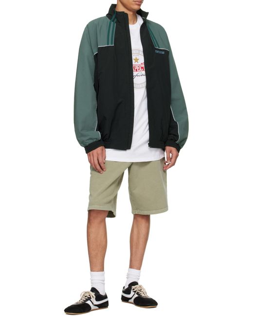 Martine Rose Black Logo Embroidered Zip-Up Jacket for men