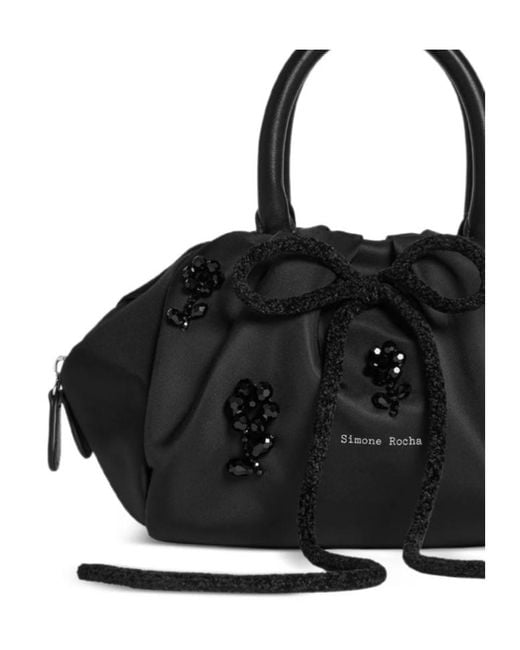 Simone Rocha Black Embroidered Decorations Logo Clutch Bag