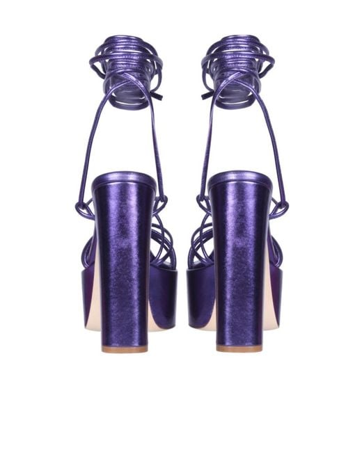 Paris Texas Blue Lace-Up Block-Heeled Sandals