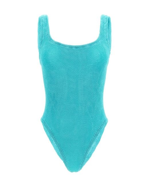 Hunza G Blue 'Square Neck One-Piece Swimsuit