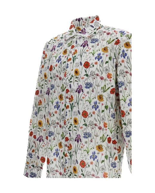 Junya Watanabe White Floral-Printed Buttoned Shirt for men