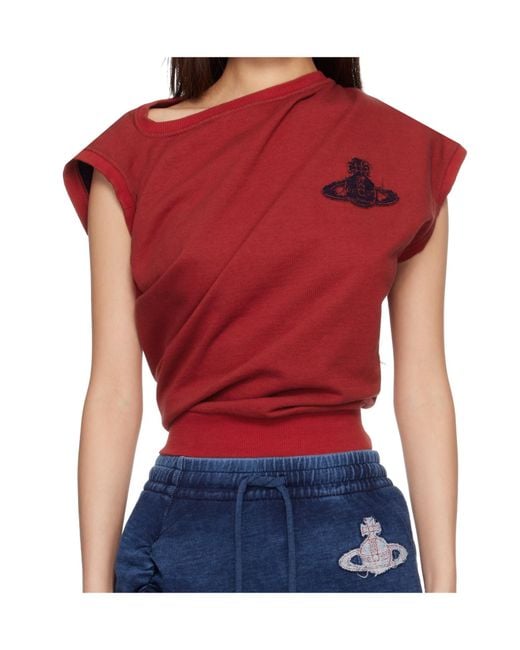 Vivienne Westwood Red Logo Printed Asymmetric Top
