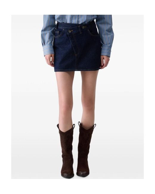 Liu Jo Blue Asymmetric Denim Mini Skirt