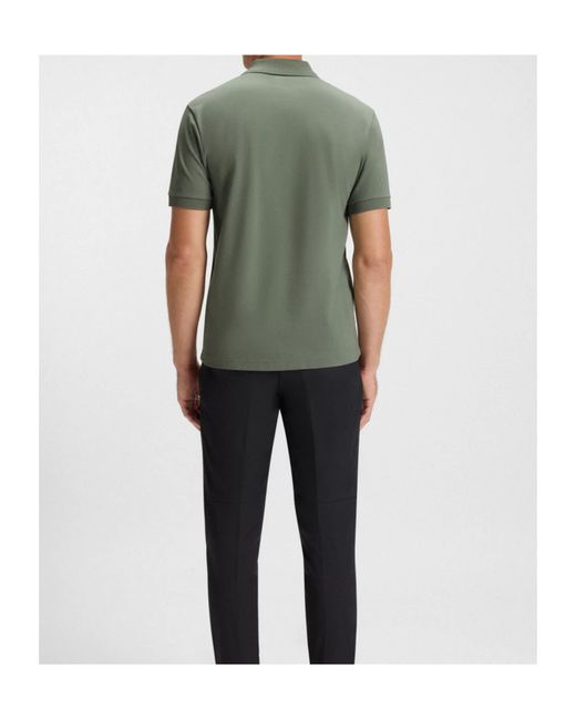 Boss Green Paddy Polo Shirt With Striped Placket And Logo for men