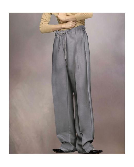 Maison Margiela Drawstring-Waist Trousers in Gray | Lyst