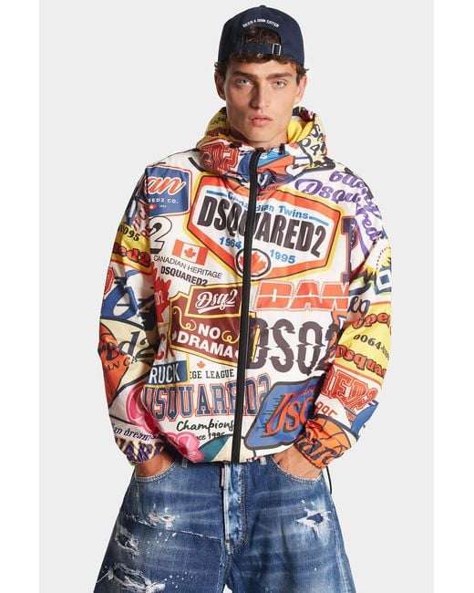 DSquared² White Logomania Patterned Windbreaker for men