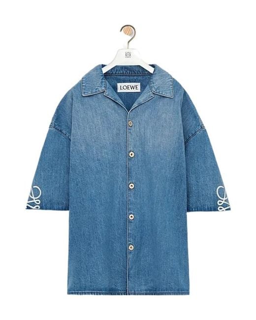 Loewe Blue Anagram Short Sleeved Shirt for men