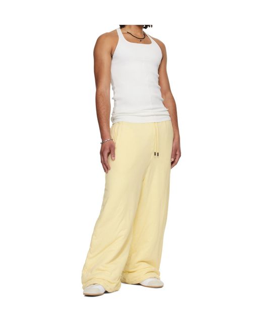 Lu'u Dan Yellow Thickened Bontans Drawstring Sweatpants for men