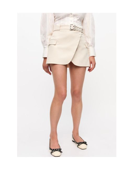 Ganni Natural Cotton Melange Mini Skirt