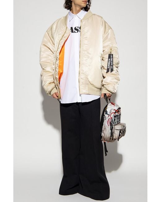 Vetements Natural Logo-Zip Bomber Jacket for men