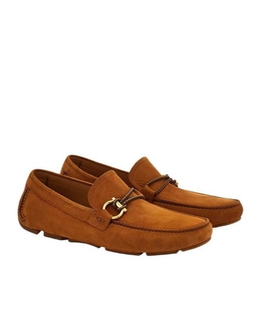 Ferragamo Brown Gancini Ornament Driver for men