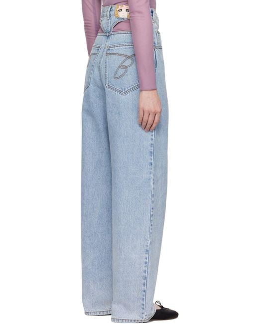 Pushbutton Blue Cutout Jeans