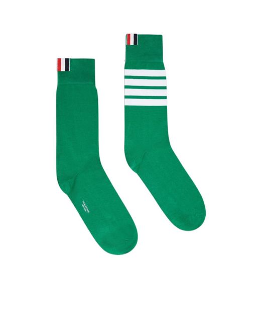 Thom Browne Green Four-Bar Socks