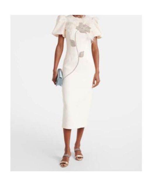 Rebecca Vallance White Embellished Crêpe Cocktail Dress