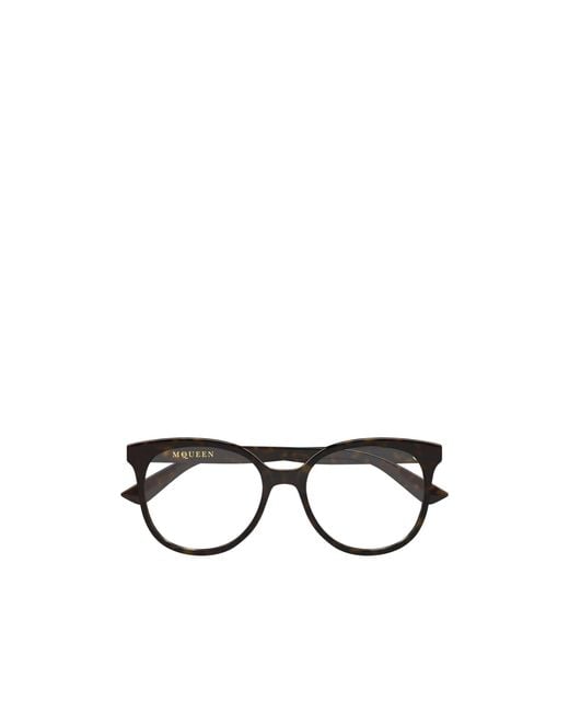 McQueen White Eyewear Round Frame Glasses