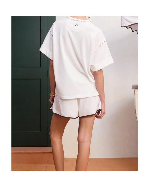 ALÉMAIS White Crew Neck Short-Sleeved T-Shirt