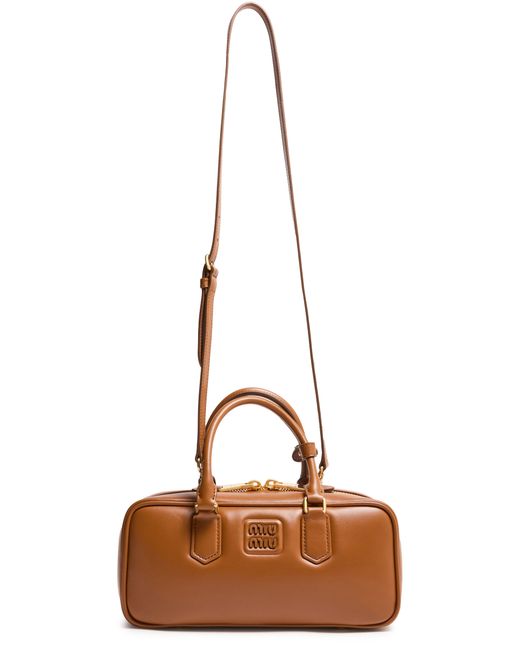 Miu Miu Brown Arcadie Leather Handbag