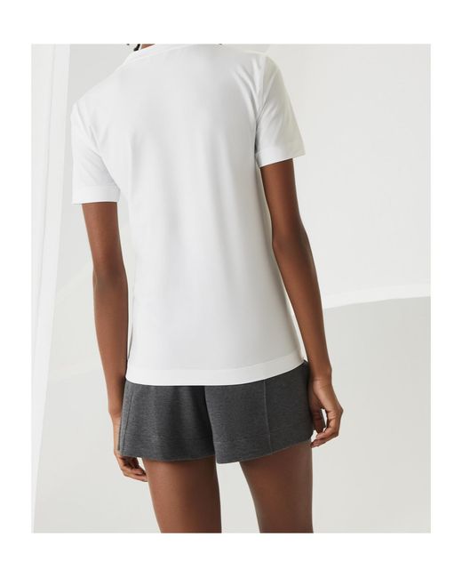 Brunello Cucinelli White Logo-Patch T-Shirt