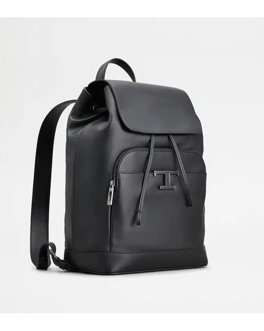 Tod's Black Medium T Timeless Logo Plaque Backpack for men
