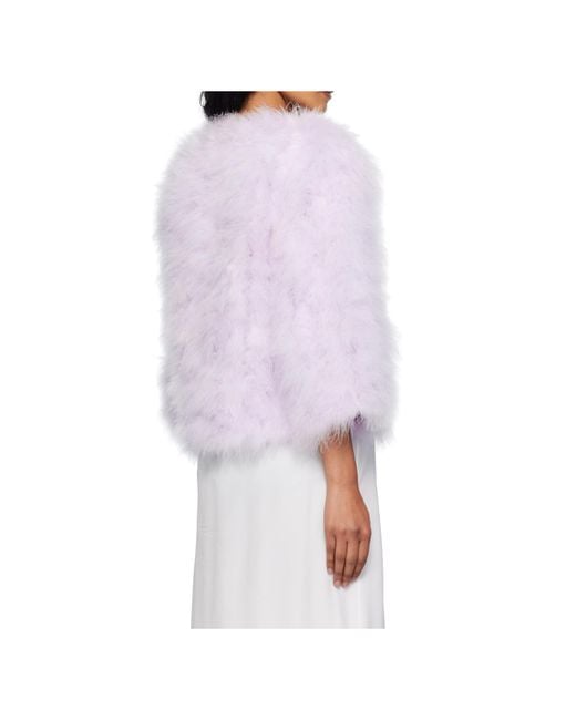 Yves Salomon Purple Short Feather Jacket