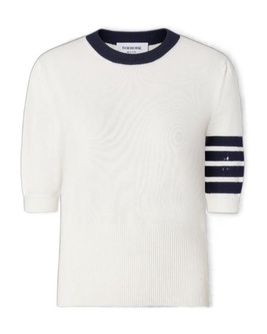 Thom Browne White Jersey Hector Intarsia 4-Bar T-Shirt