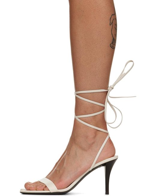 The Row White Strap-Up High-Heeled Sandals