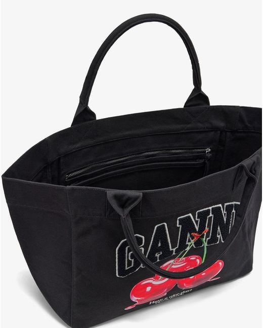 Ganni Black Medium Cherry Tote Bag