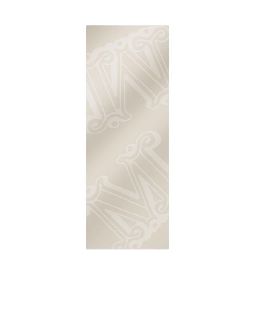 Max Mara White Logo Cashmere Scarf
