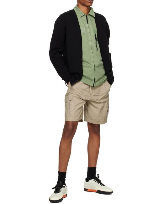Stone Island Green Logo-Patch Shirt Jacket for men