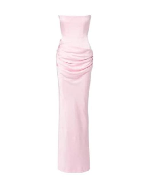 Alex Perry Pink Draped Bustier Gown