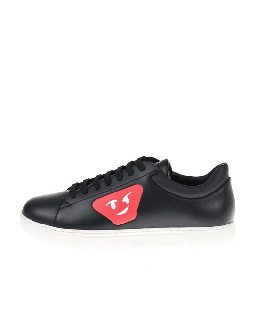 Emporio Armani Black Round Head Lace-Up Shoes for men