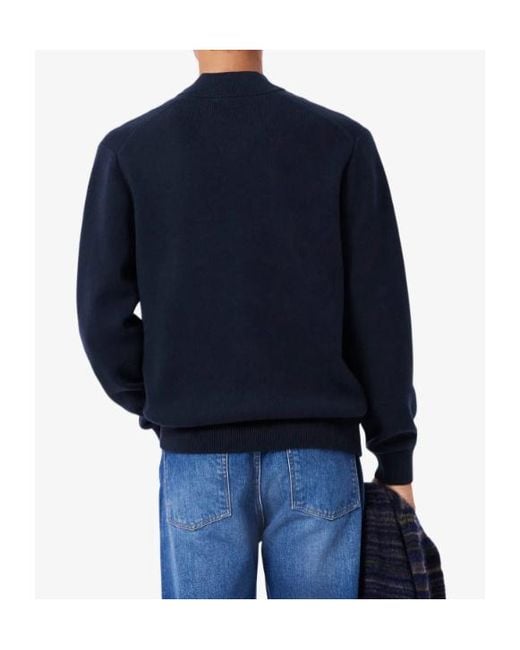 Lacoste Blue Logo Patch Zip-Up Cardigan for men