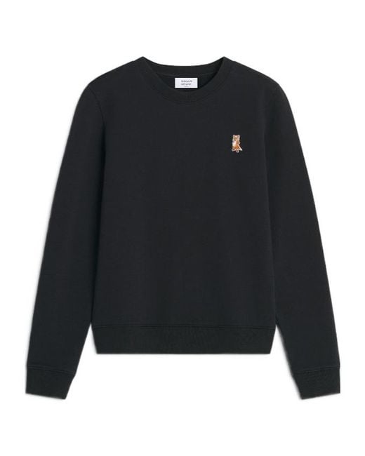 Maison Kitsuné Black Maison Kitsuné Logo-Patch Crewneck Sweatshirt