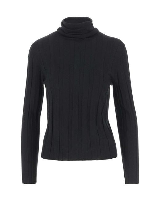 Allude Blue Ribbed-Knit Jumper