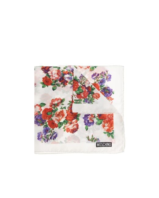 Moschino White Floral Travel Scarf for men