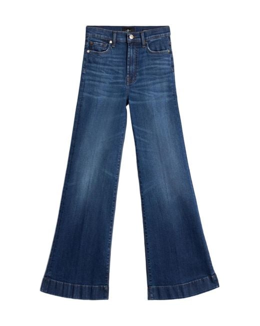 7 For All Mankind Blue High-Waisted Jeans