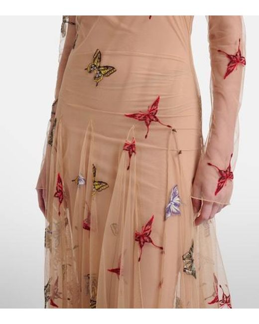 Blumarine Natural Patch-Applique Maxi Dress
