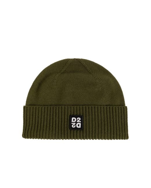 DSquared² Green Logo Hat And Scarf Set for men