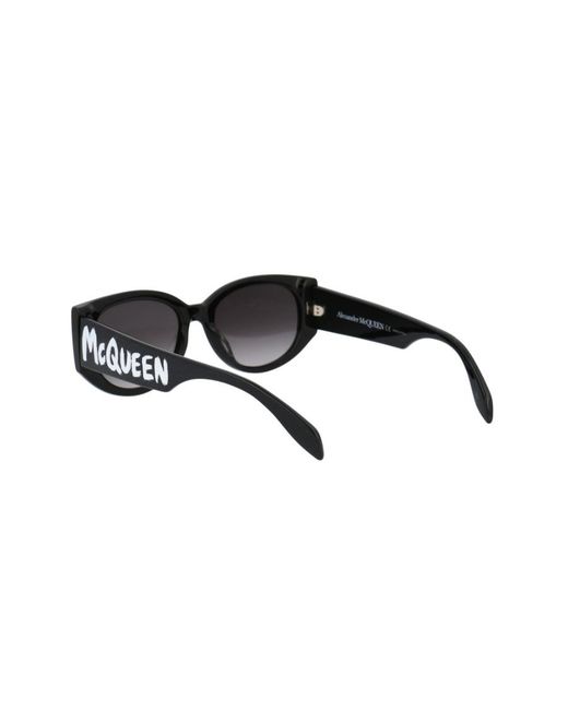 McQueen White Eyewear Rectangle Frame Sunglasses