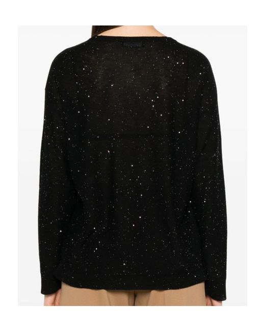 Fabiana Filippi Black Sequin Embellished V-Neck Jumper